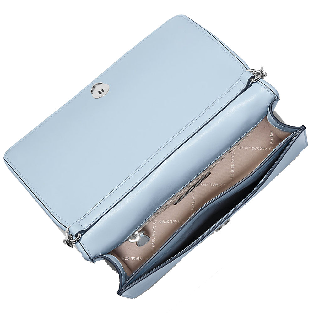 Michael Kors Jet Set Travenuel Woven Signature Logo Crossbody Bag Pale Ocean Light blue # 35S6STVC8B