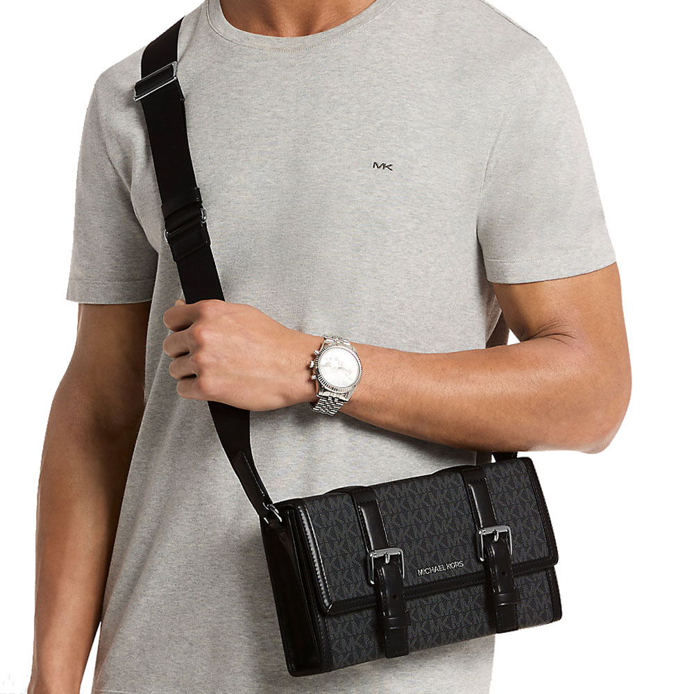 Michael Kors Cooper Signature Logo Trunk Crossbody Bag Black # 37F5LCOM1O