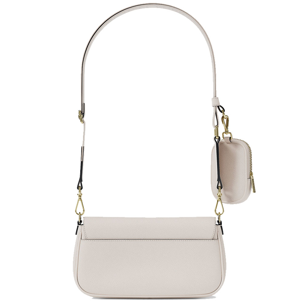 Michael Kors Jet Set Travenuel Small Pebbled Leather Crossbody Bag With Pouch Light Cream # 35S6GTVC0L