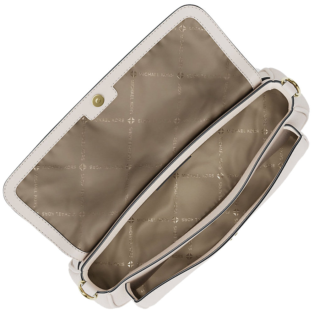 Michael Kors Jet Set Travenuel Small Pebbled Leather Crossbody Bag With Pouch Light Cream # 35S6GTVC0L