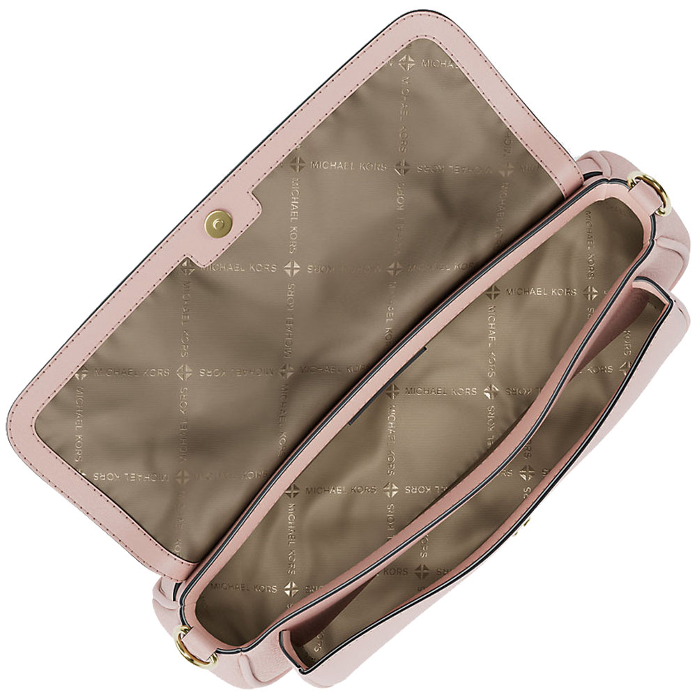 Michael Kors Jet Set Travenuel Small Pebbled Leather Crossbody Bag With Pouch Powder Blush Blush Pink # 35S6GTVC0L