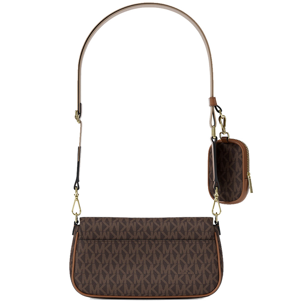 Michael Kors Jet Set Travenuel Small Signature Logo Crossbody Bag With Pouch Brown Dark Brown # 35S6GTVC0B