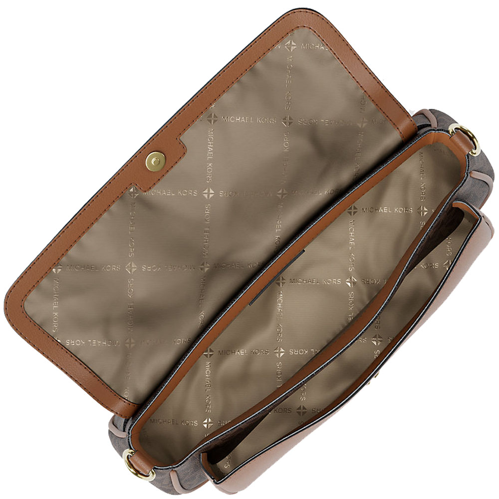 Michael Kors Jet Set Travenuel Small Signature Logo Crossbody Bag With Pouch Brown Dark Brown # 35S6GTVC0B