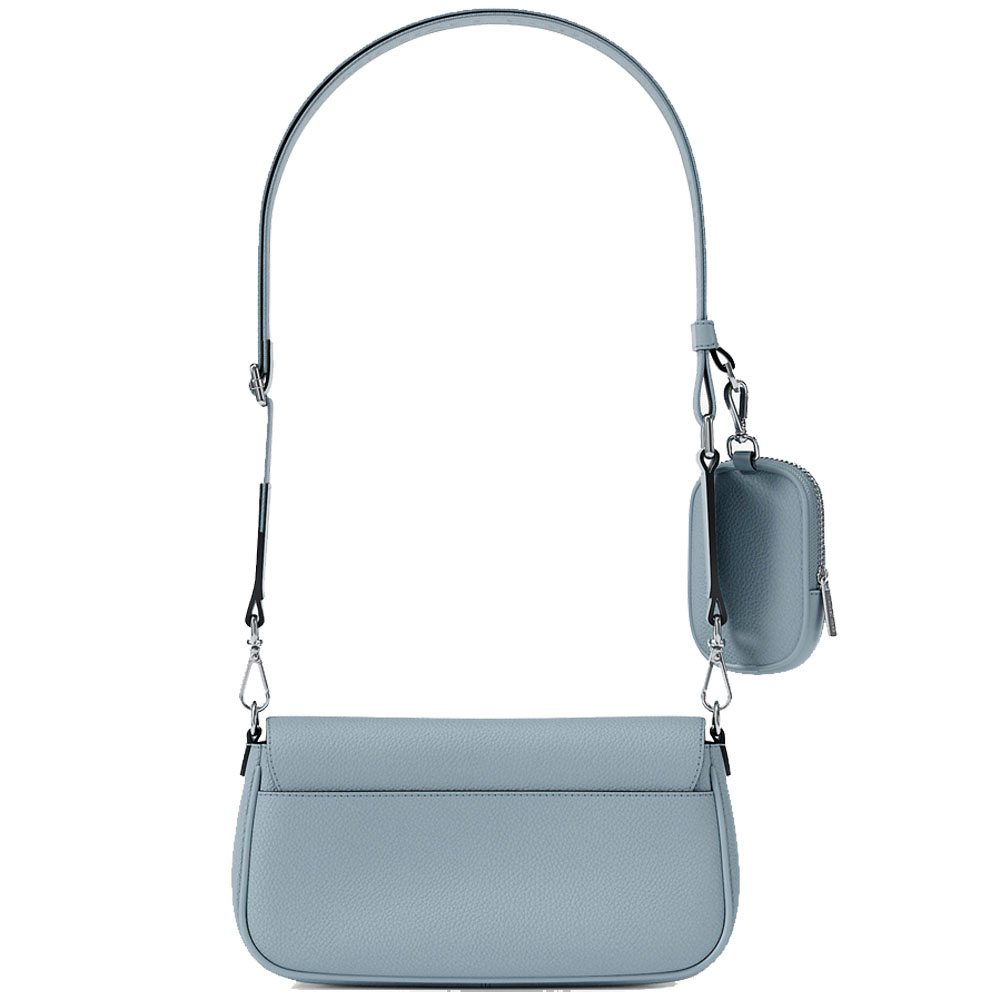 Michael Kors Jet Set Travenuel Small Pebbled Leather Crossbody Bag With Pouch Pale Ocean Light blue # 35S6STVC0L