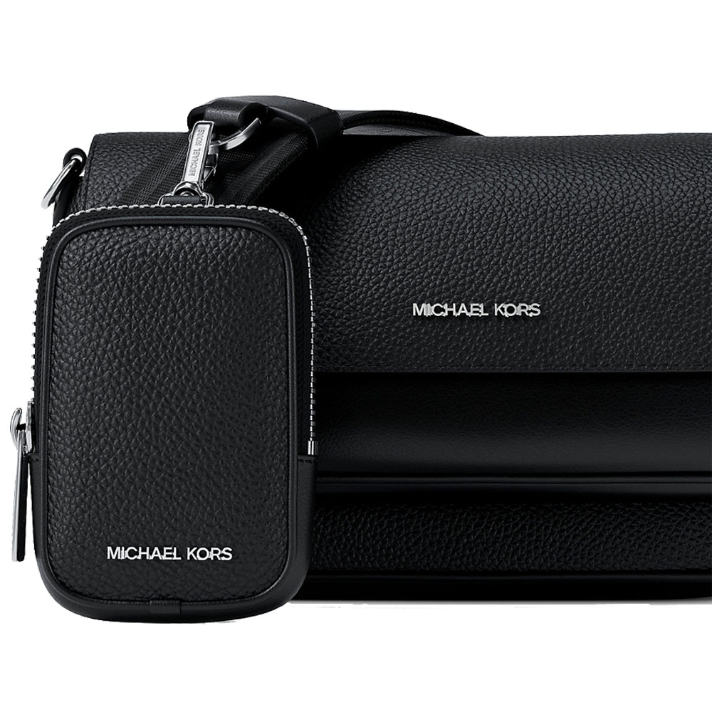 Michael Kors Jet Set Travenuel Small Pebbled Leather Crossbody Bag With Pouch Black # 35S6STVC0L