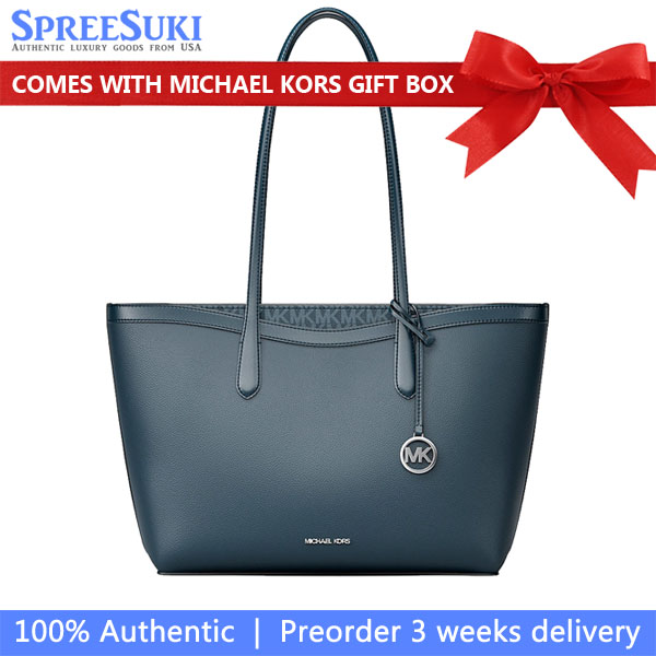 Michael Kors Arden Large Pebbled Leather Tote Bag Admiral Navy Blue # 35S6S4XT3L