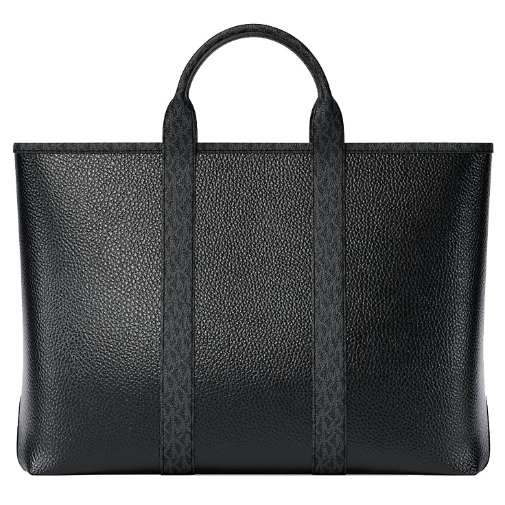 Michael Kors Cooper Medium Pebbled Leather And Signature Logo Tote Bag Black # 37S6LCOT7L