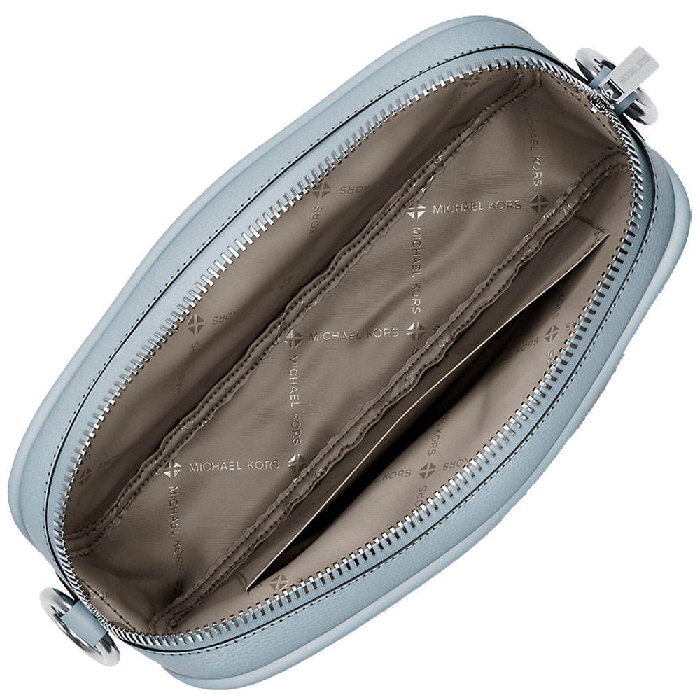 Michael Kors Jet Set Travenuel Small Signature Logo Camera Crossbody Bag Pale Ocean Light blue # 35S6STVC1V