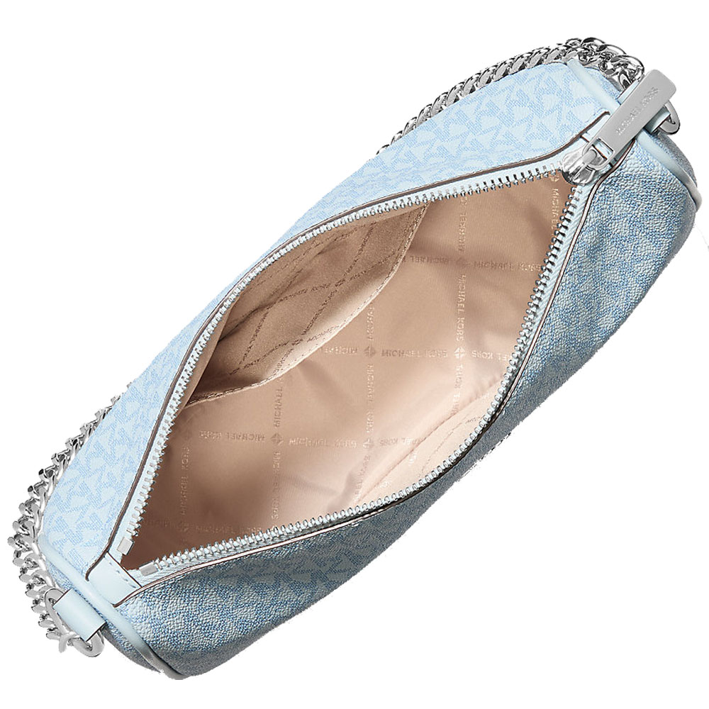 Michael Kors Carmela Medium Signature Logo Convertible Crossbody Bag Pale Ocean Light blue # 35F4S1QC8B