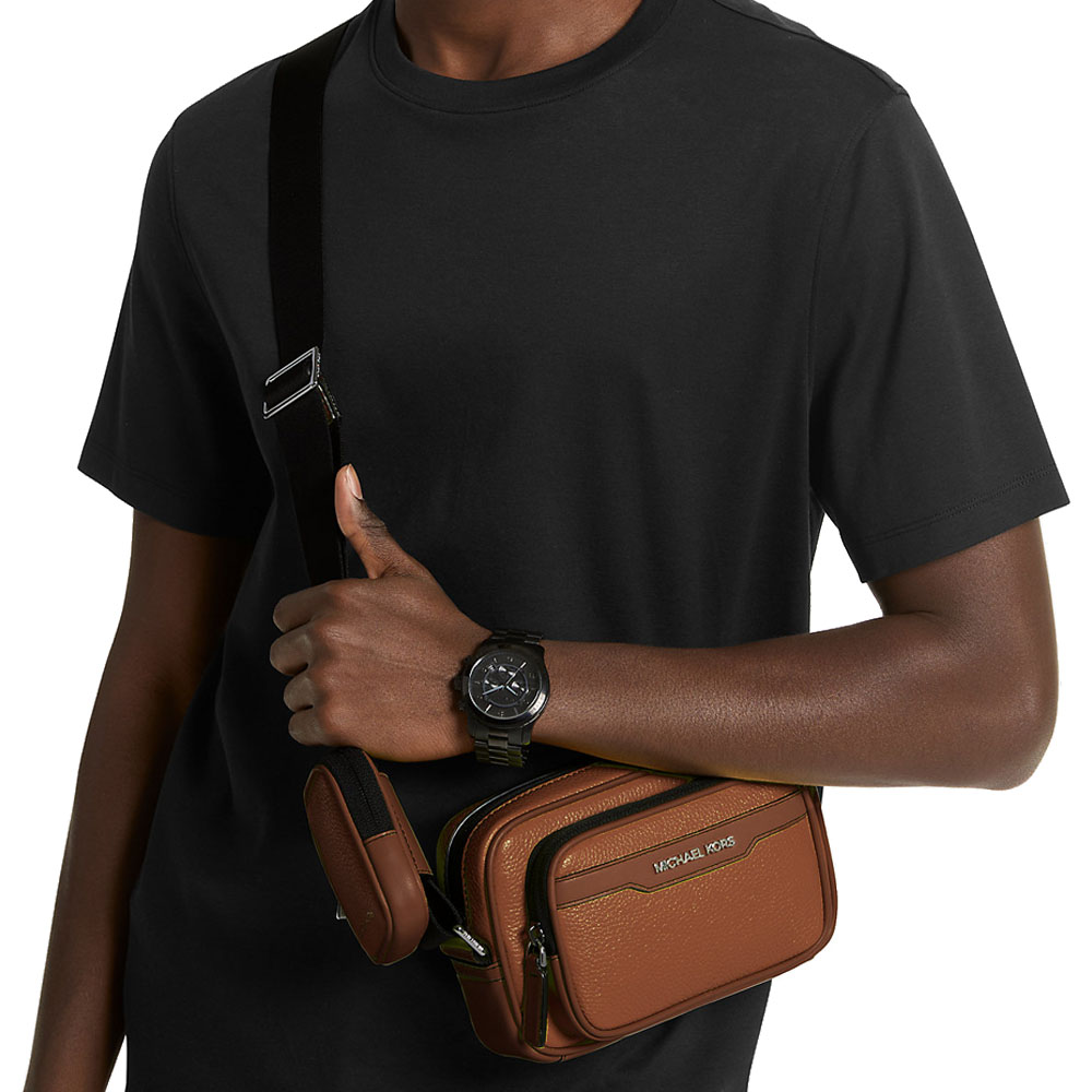 Michael Kors Cooper Pebbled Leather Camera Bag Luggage Brown # 37T4LCOM1L