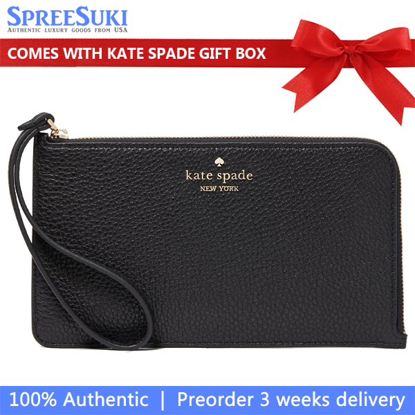 Kate Spade Large Wristlet Lucy Medium L-Zip Wristlet Black # KE574