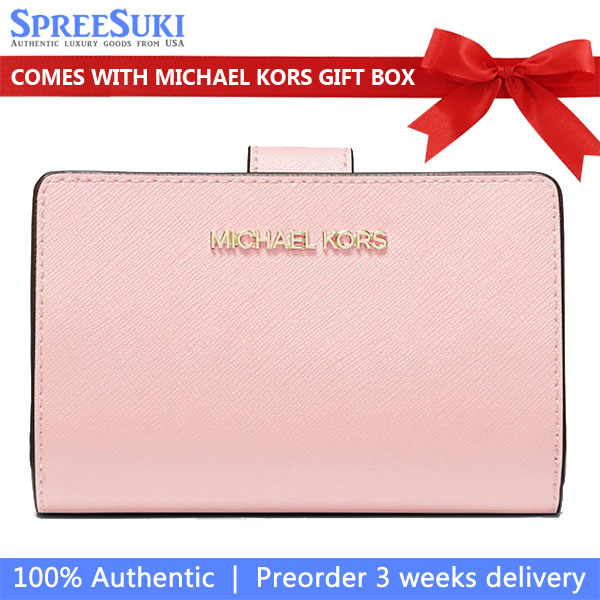 Michael Kors Medium Wallet Jet Set Travel Zip Coin Wallet Powder Blush Pink # 35F7GTVF2L