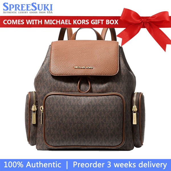 Michael Kors Merritt Small Signature Logo Cargo Backpack Brown # 35S6G0WB5B