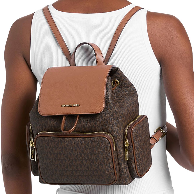 Michael Kors Merritt Small Signature Logo Cargo Backpack Brown # 35S6G0WB5B