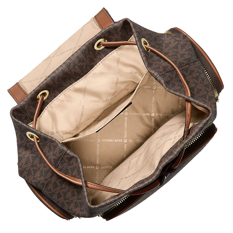 Michael Kors Merritt Small Signature Logo Cargo Backpack Brown # 35S6G0WB5B