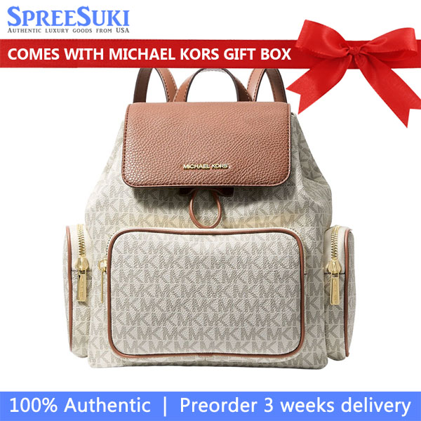 Michael Kors Merritt Small Signature Logo Cargo Backpack Vanilla Off White # 35S6G0WB5B