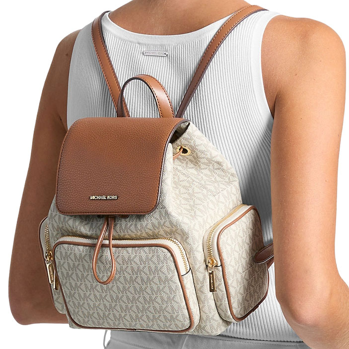 Michael Kors Merritt Small Signature Logo Cargo Backpack Vanilla Off White # 35S6G0WB5B