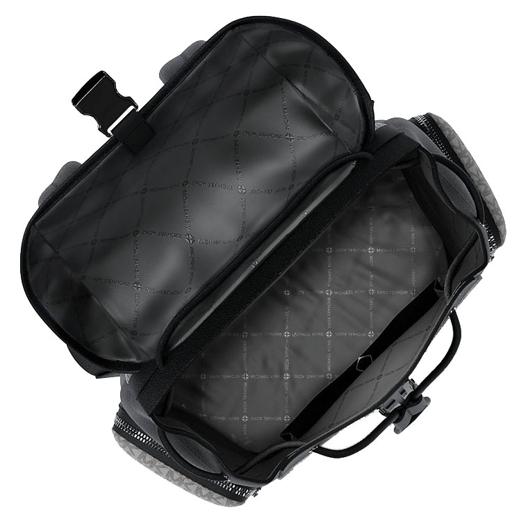 Michael Kors Cooper Medium Signature Logo City Backpack Powder Grey Black Multi Light Grey # 37S6LCOB6B