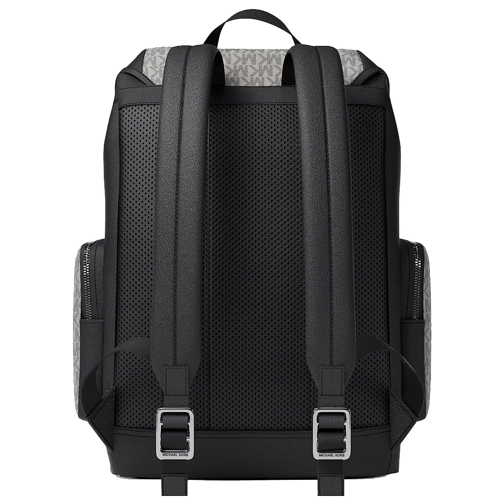 Michael Kors Cooper Medium Signature Logo City Backpack Powder Grey Black Multi Light Grey # 37S6LCOB6B