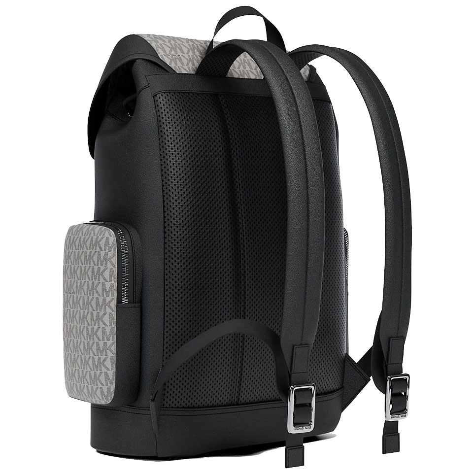 Michael Kors Cooper Medium Signature Logo City Backpack Powder Grey Black Multi Light Grey # 37S6LCOB6B