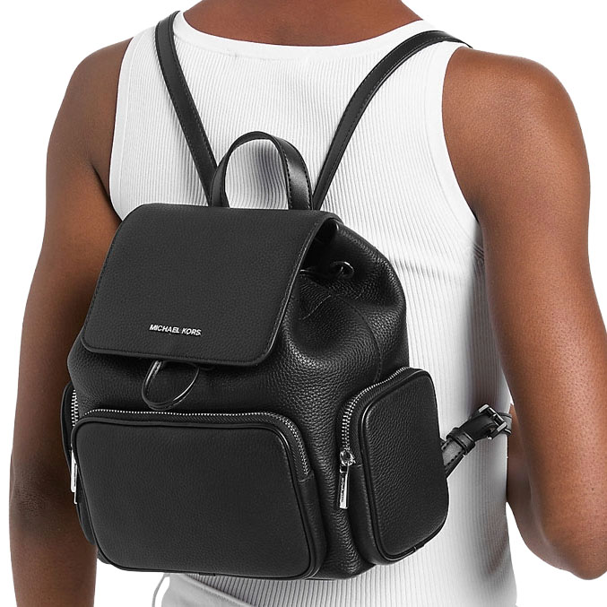Michael Kors Merritt Small Pebbled Leather Cargo Backpack Black # 35S6S0WB5L