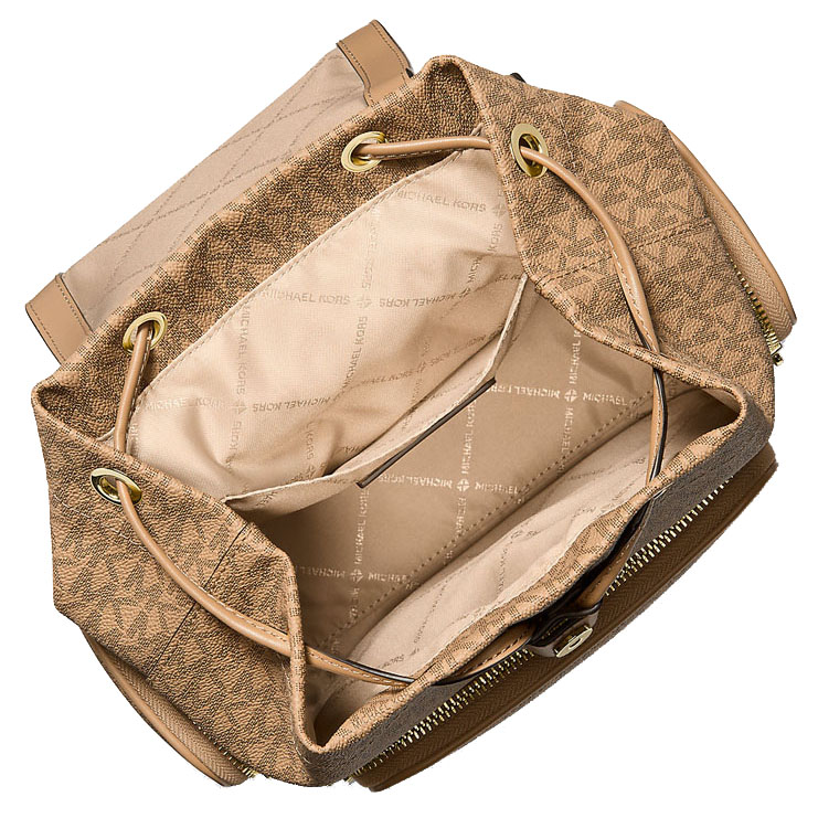 Michael Kors Merritt Small Signature Logo Cargo Backpack Camel Brown # 35S6G0WB1O