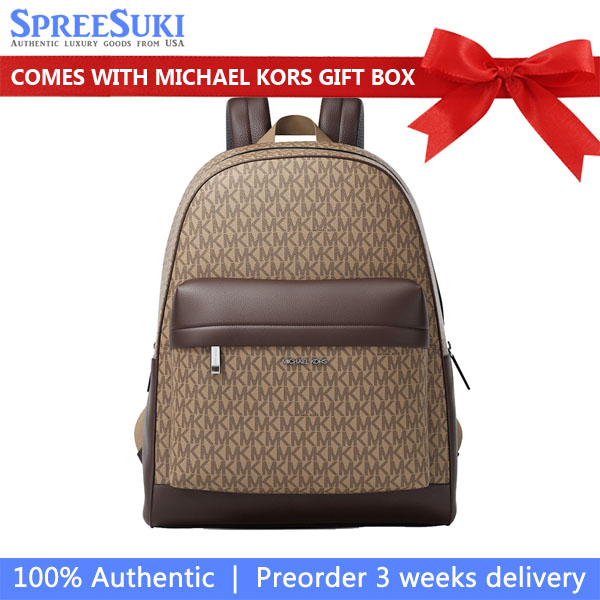 Michael Kors Pacey Medium Signature Logo Backpack Camel Brown # 37S6LPAB8B