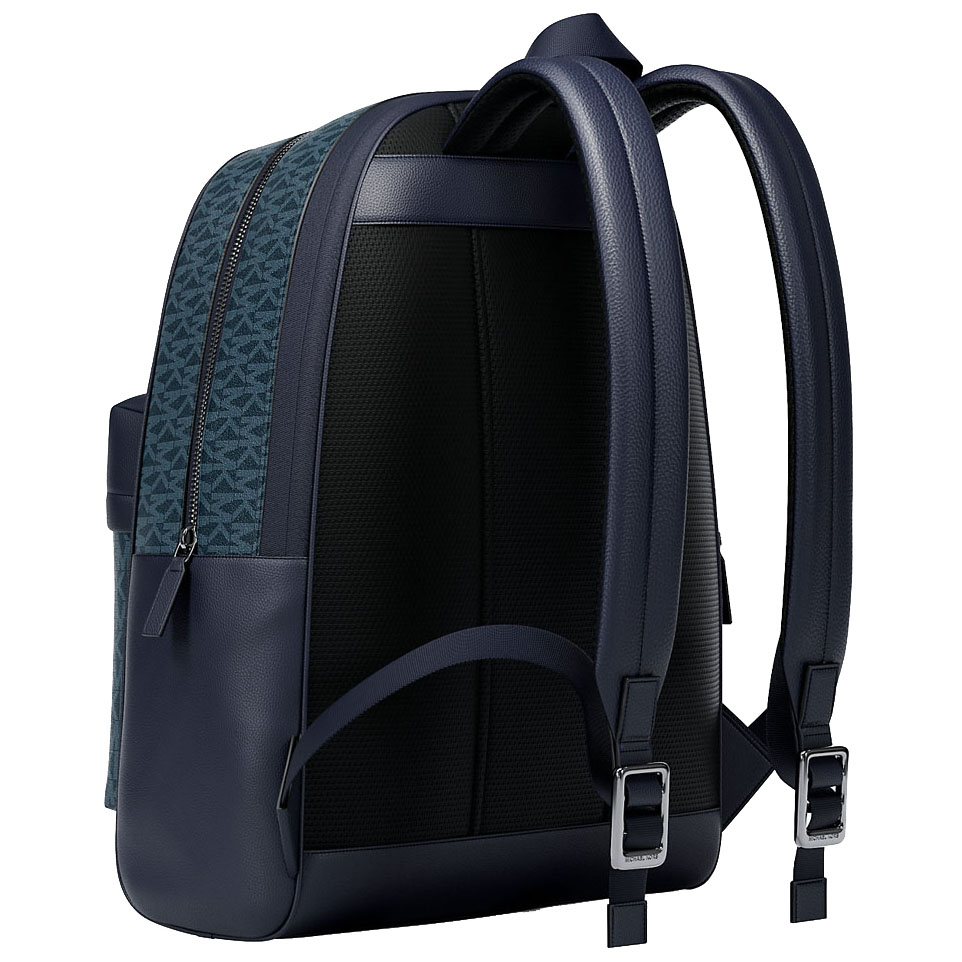 Michael Kors Pacey Medium Signature Logo Backpack Admiral Pale Blue Navy Blue # 37S6LPAB8B