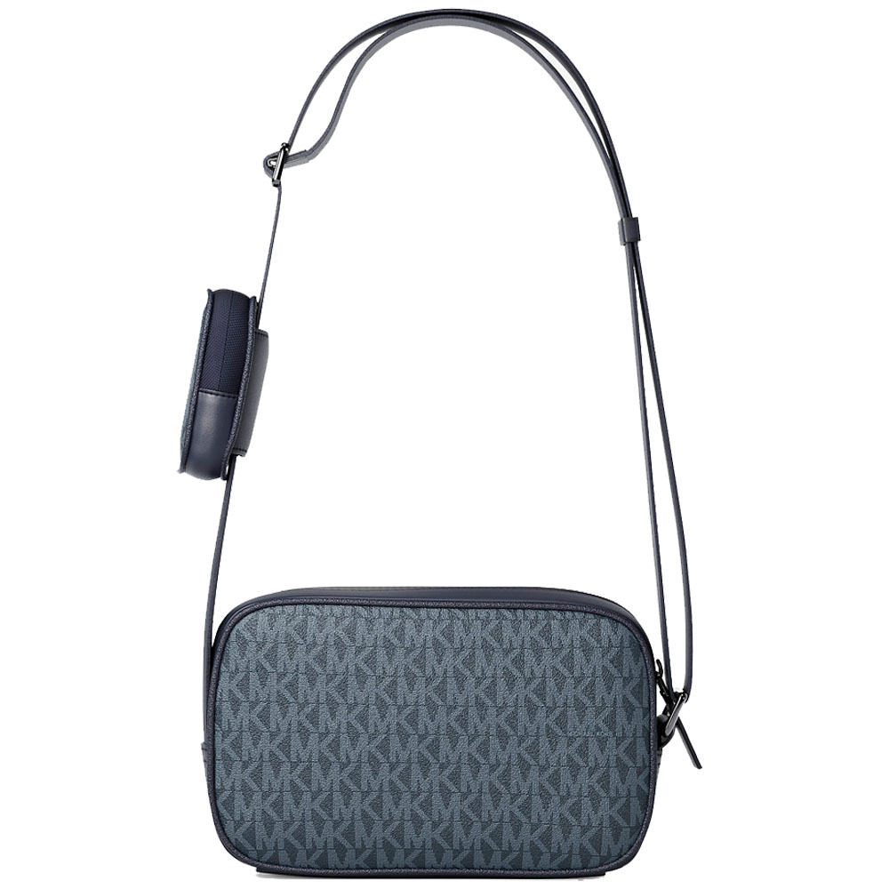Michael Kors Cooper Signature Logo Camera Crossbody Bag With Pouch Admiral Pale Blue Dark blue # 37T5LCOM1B
