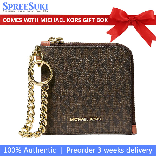 Michael Kors Jet Set Travel Signature Logo Chain Wallet Brown # 35S6GTVC6B