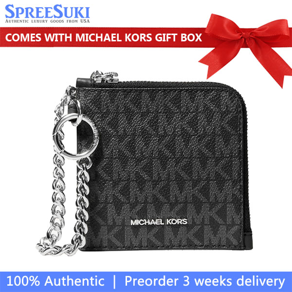 Michael Kors Jet Set Travel Medium Signature Logo Chain Wallet Black # 35S6STVC6B