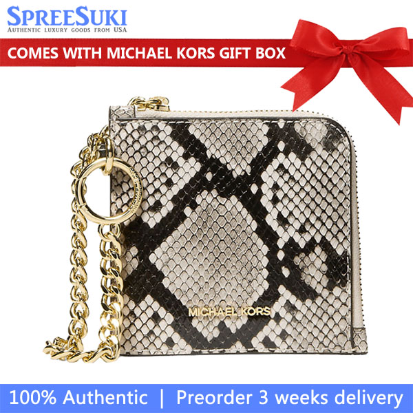 Michael Kors Jet Set Travel Medium Snake Embossed Chain Wallet Light Cream # 35S6GTVC8G