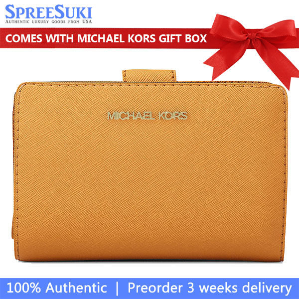 Michael Kors Medium Wallet Jet Set Travel Zip Coin Wallet Radiant Orange # 35F7GTVF2L