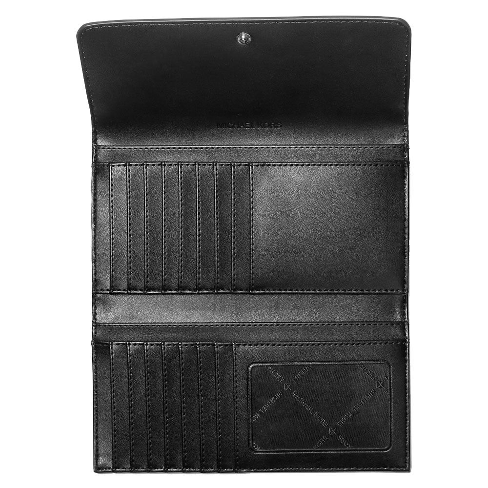 Michael Kors Jet Set Travenuel Signature Logo Tri-Fold Wallet Optic White Multi # 35S5STVF3B