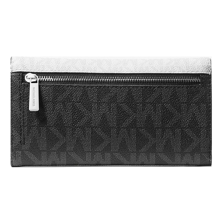 Michael Kors Jet Set Travenuel Signature Logo Tri-Fold Wallet Optic White Multi # 35S5STVF3B