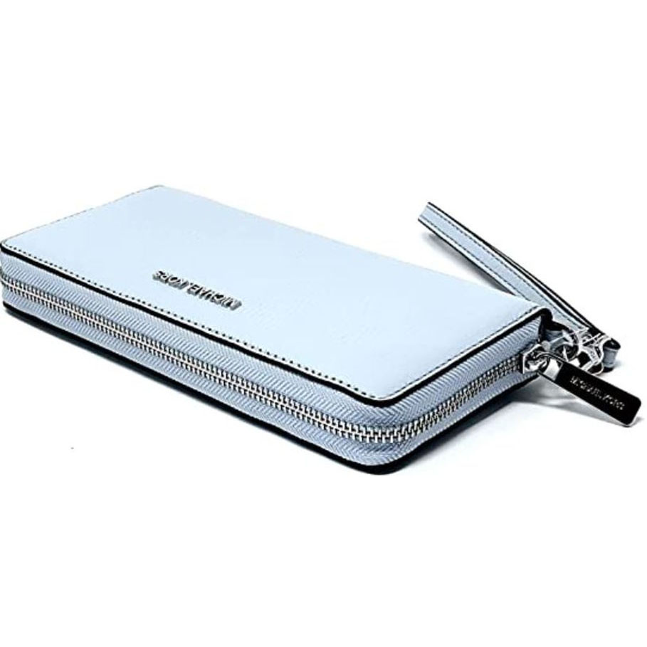 Michael Kors Large Pebbled Leather Continental Wallet Pale Ocean Blue # 35F7STVE7L