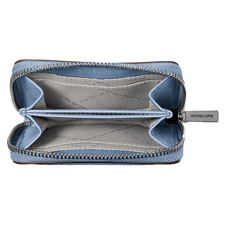 Michael Kors Jet Set Travenuel Medium Saffiano Leather Wallet Pale Ocean Blue # 35H8STVZ5L