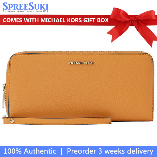 Michael Kors Long Wallet Jet Set Continental Wristlet Wallet Radiant Orange # 35T7GTVE7L