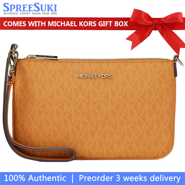 Michael Kors Jet Set Small Signature Logo Convertible Wristlet Radiant Orange # 35T4GTVW5B