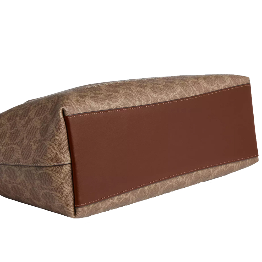 Coach Station Tote Bag In Signature Canvas Tan Brown # CCD69