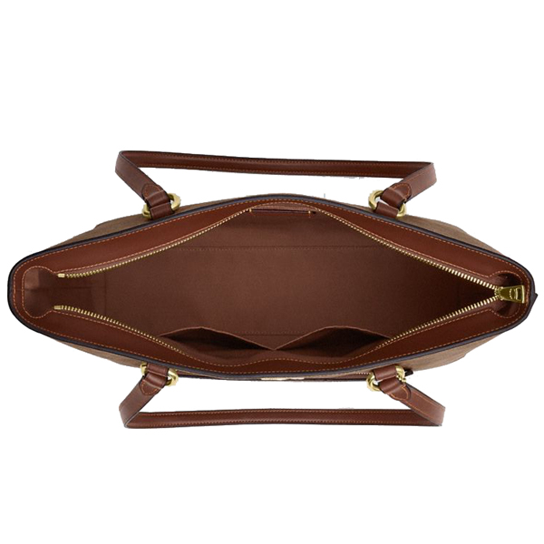 Coach Station Tote Bag In Signature Canvas Tan Brown # CCD69