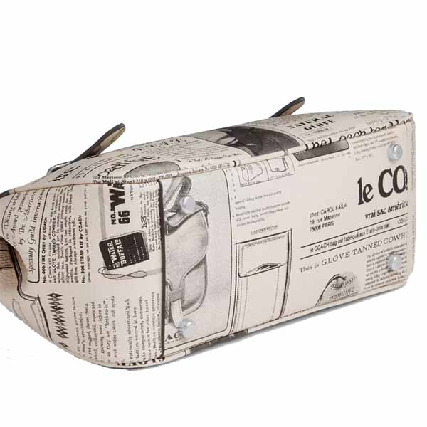 Coach Asher Shoulder Bag With Newspaper Print Silver Chalk Multi White # CDC11