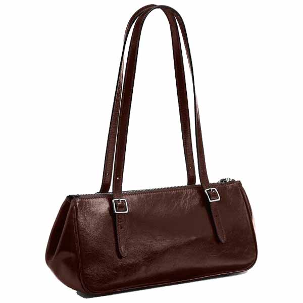 Coach Asher Shoulder Bag Silver Maple Dark Brown # CBJ05