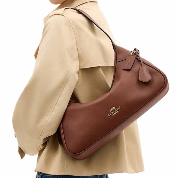 Coach Ella Small Shoulder Bag Redwood Dark Brown # CDY38