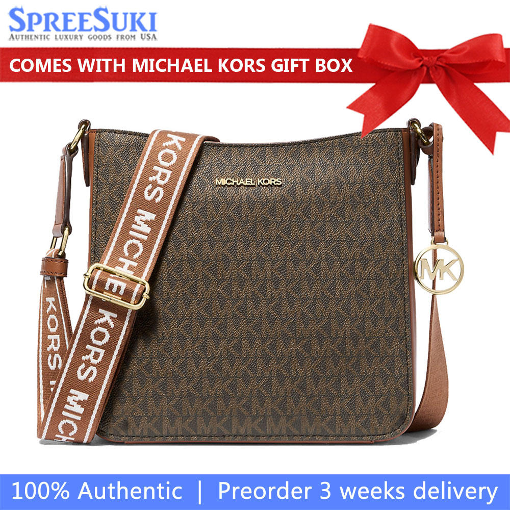 Michael Kors Jet Set Travel Small Signature Logo Messenger Bag Brown # 35S5GTVC1B