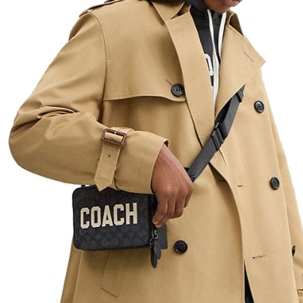 Coach Charter Crossbody Bag 19 In Signature Canvas With Coach Graphic Charcoal Multi Black # CAF83