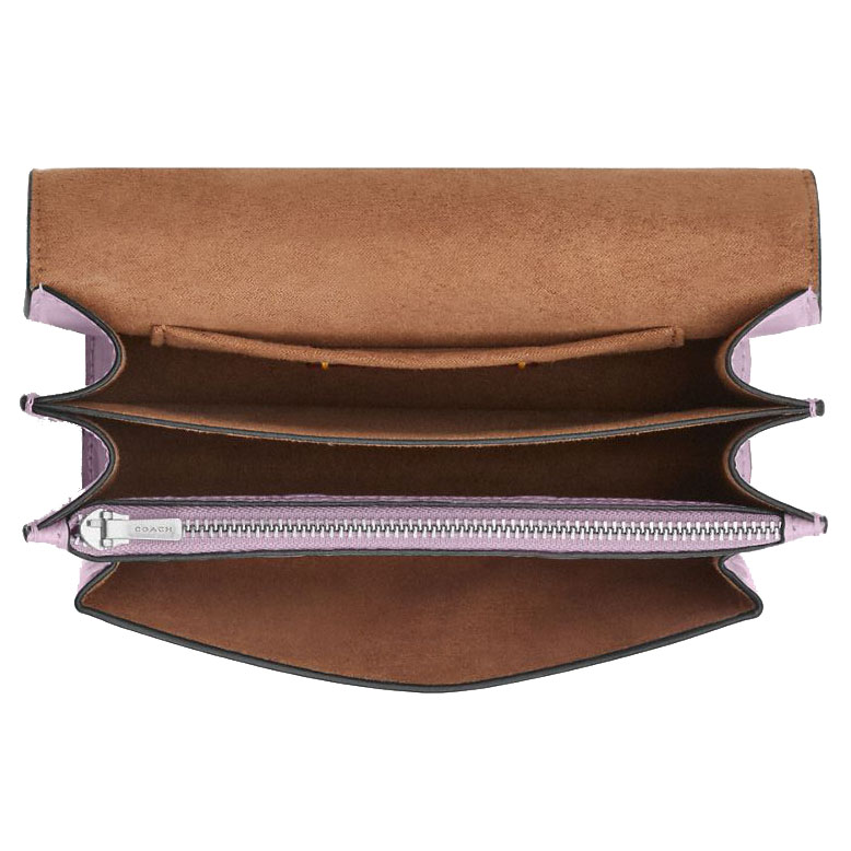 Coach Mini Klare Crossbody Bag In Signature Leather Silver Light Violet Light Purple # CDB11