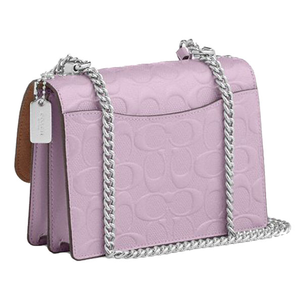 Coach Mini Klare Crossbody Bag In Signature Leather Silver Light Violet Light Purple # CDB11