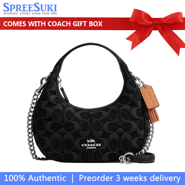 Coach Carmen Mini Crossbody Bag In Signature Denim Silver Black # CCZ47