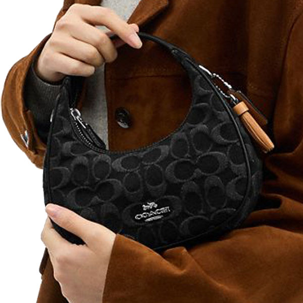 Coach Carmen Mini Crossbody Bag In Signature Denim Silver Black # CCZ47